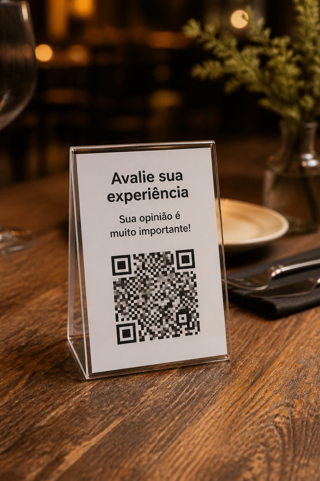 Schild mit QR an der Hotelrezeption