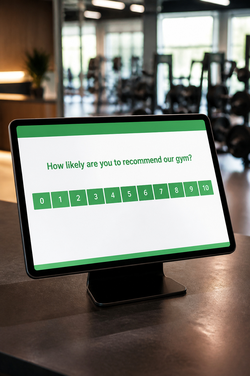 NPS tablet at the gym front desk