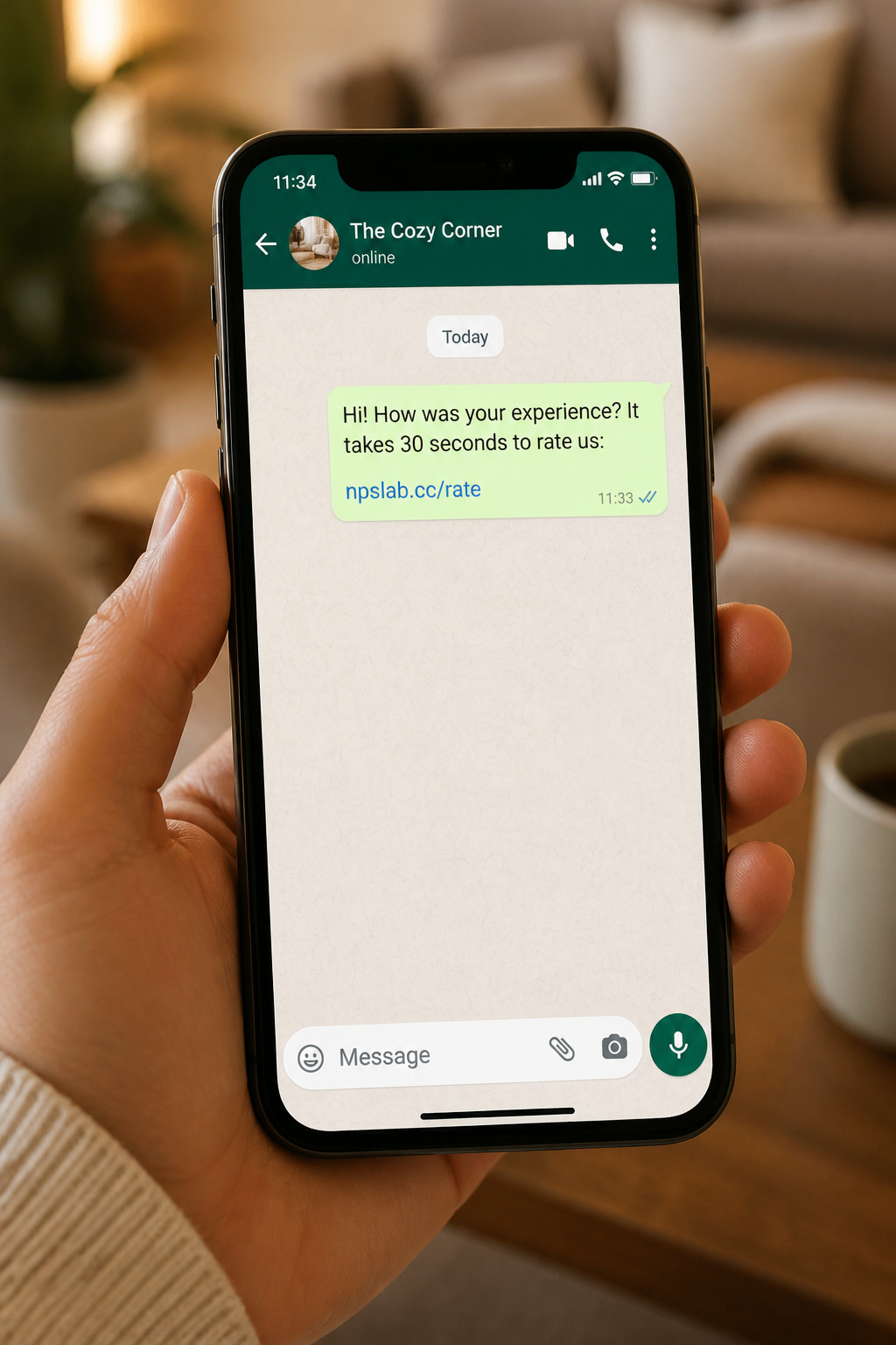 WhatsApp message with the link