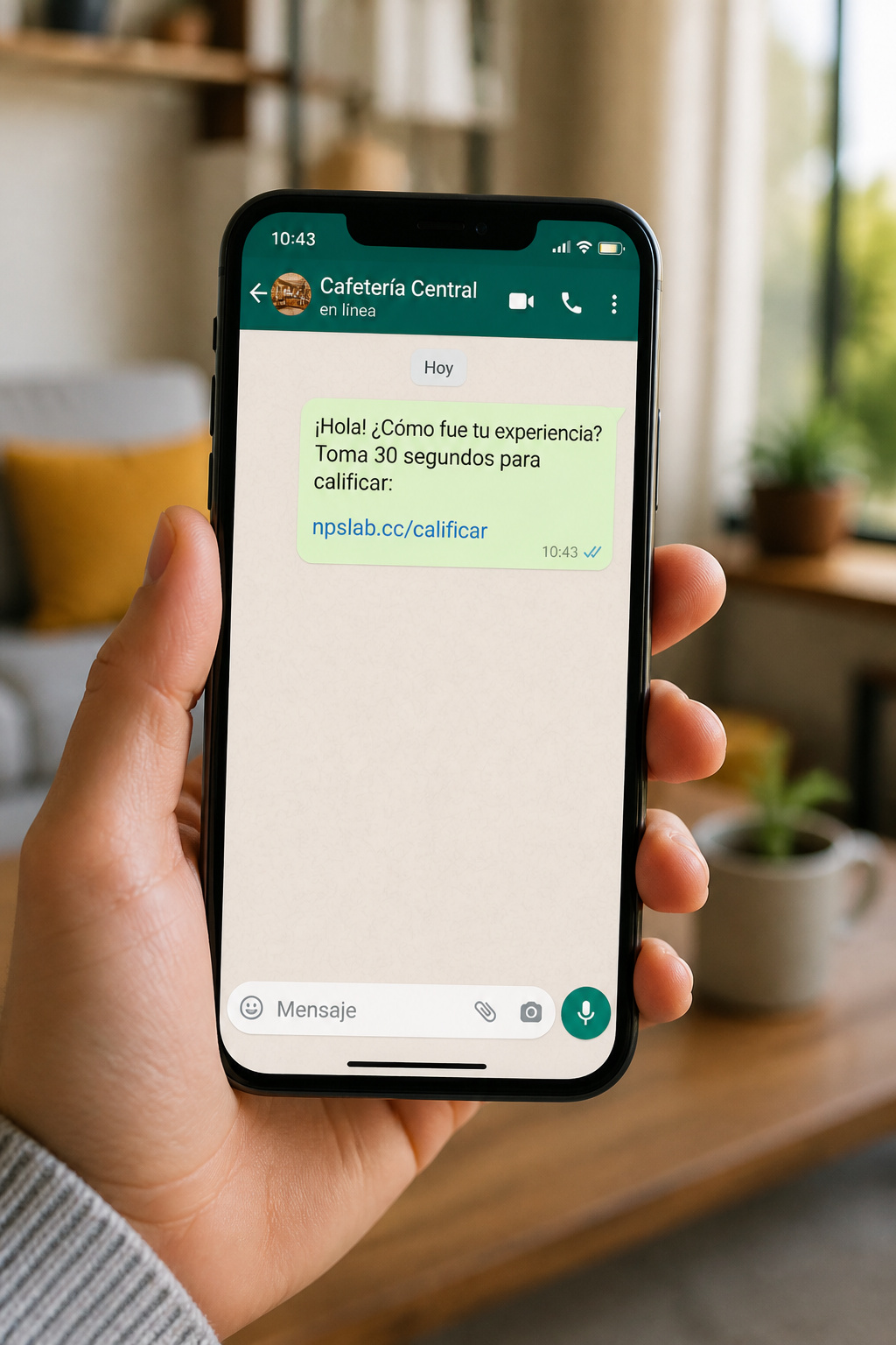 Mensaje de WhatsApp con el enlace